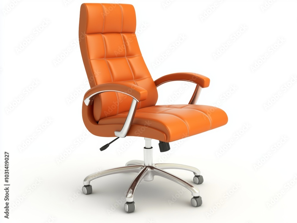A modern office chair with ergonomic design, isolated on a white background A modern office chair with ergonomic design, isolated on a white background