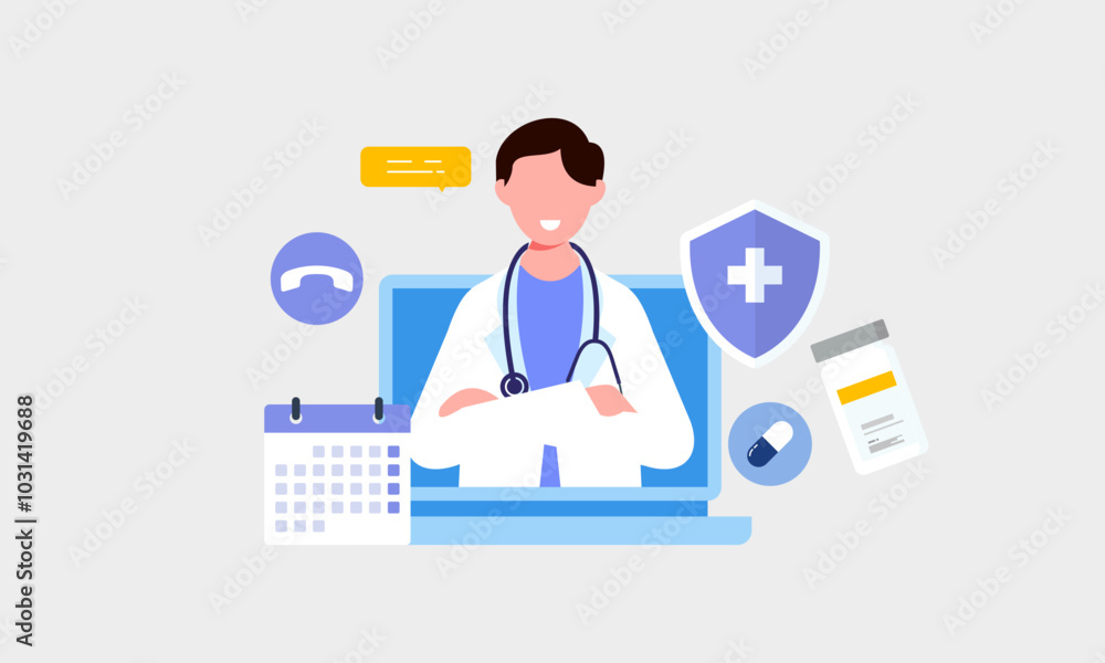 Telemedicine concept vector illustration. Doctor concept Telemedicine concept vector illustration. Doctor concept
