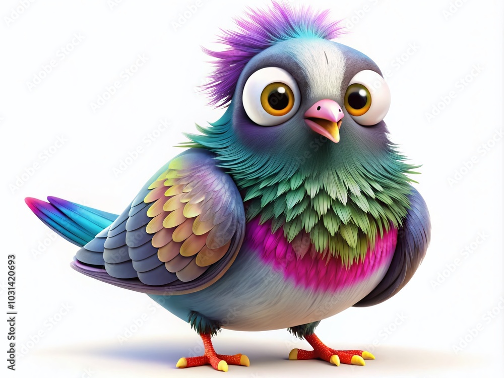 Funny Cartoon Pigeon Isolated on White Background for Creative Use Funny Cartoon Pigeon Isolated on White Background for Creative Use