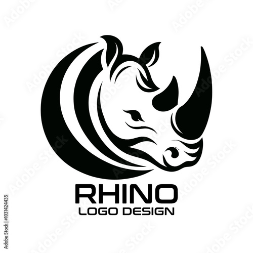 Rhinoceros With Rollerskates Vector Logo Design photo