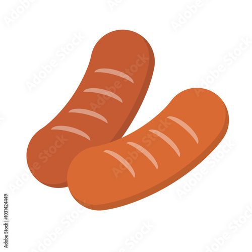 Flat design sausages icon. Vector.