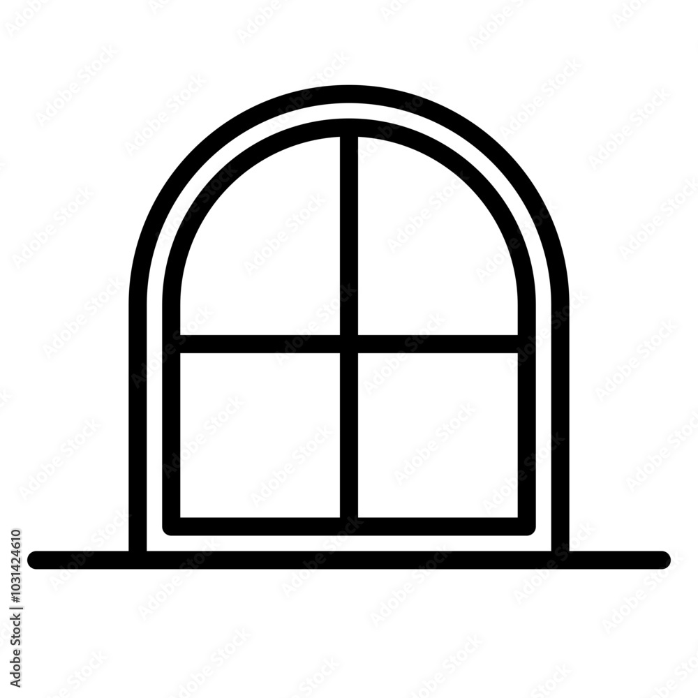 Arched glass window icon. Vector. Arched glass window icon. Vector.