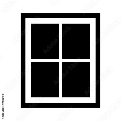 4 pane window silhouette. Vector.