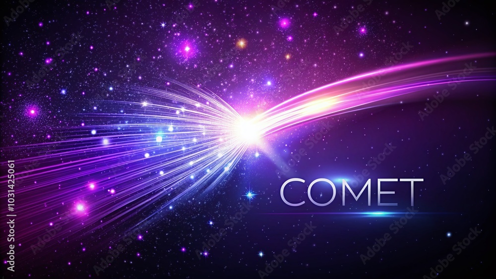Futuristic Purple Ice Comet Vector Illustration for Astronomical Poster Design Futuristic Purple Ice Comet Vector Illustration for Astronomical Poster Design