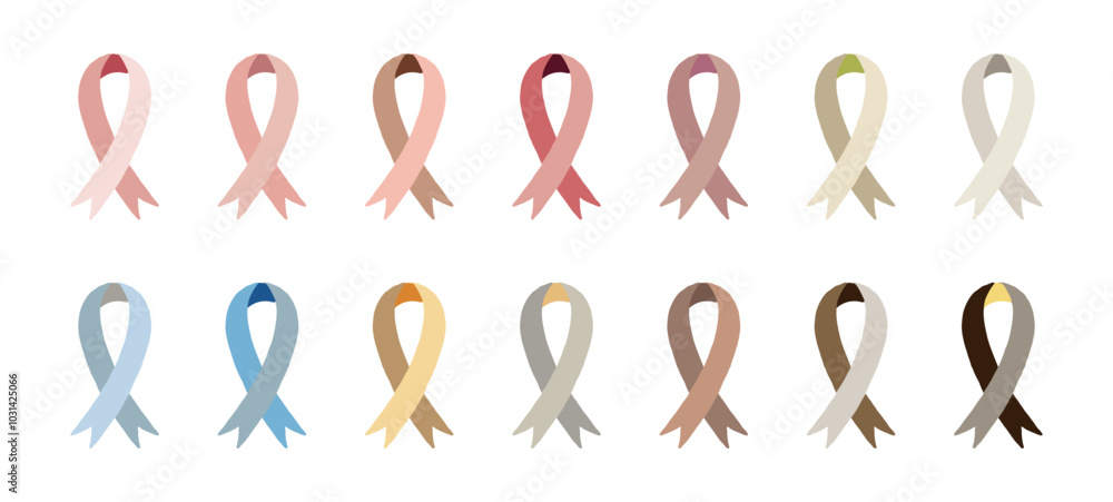 Obraz premium シンプルなリボンアイコン 手描きイラストセット