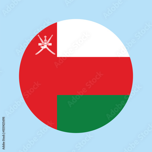 Free Download circular flag of Oman country with a blue background , National flag of Oman country - GFXLoad