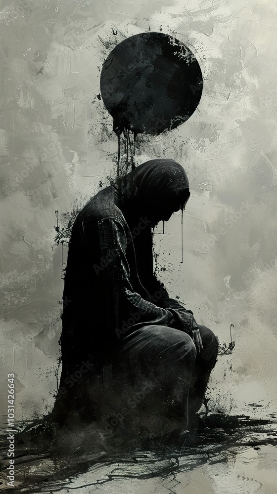 Obraz premium Dark Abstract Figure: A Study in Melancholy