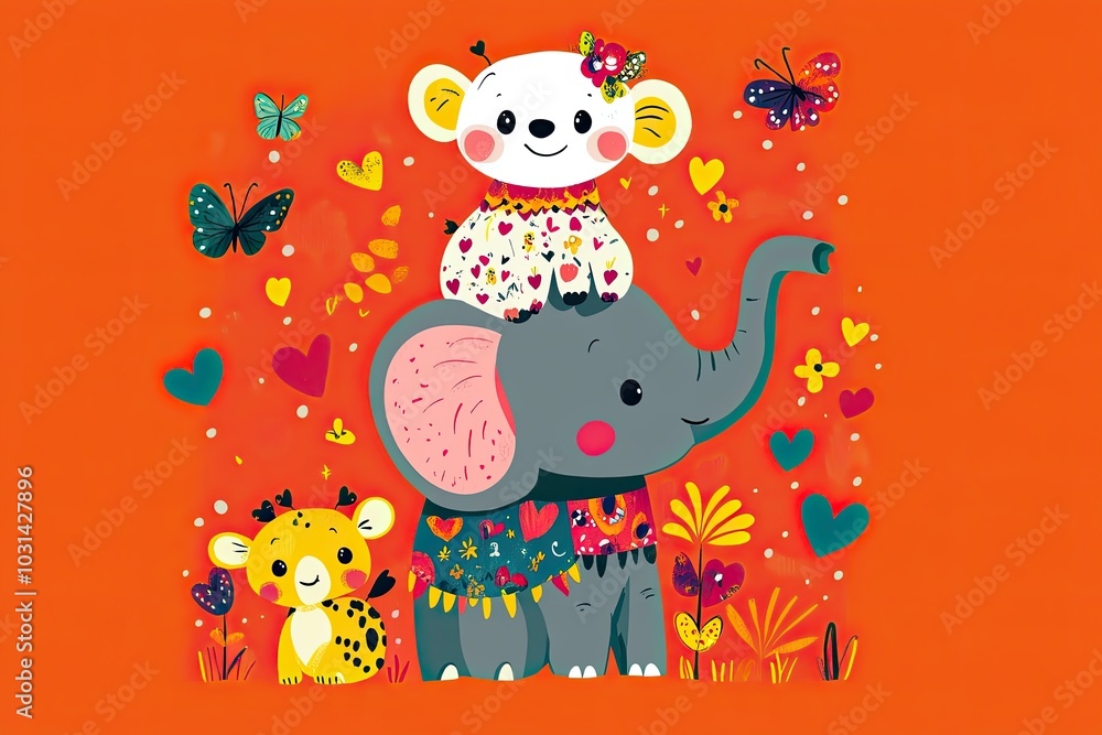 Obraz premium Design one with playful cartoon animals