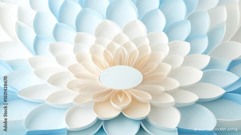 Delicate blue and white layered flower design on a soft background. Delicate blue and white layered flower design on a soft background.