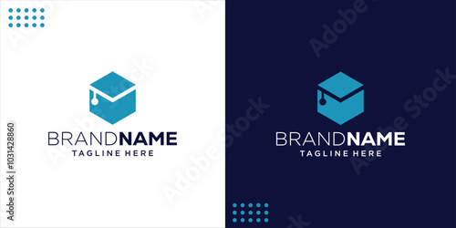 Creative M Logo With Hexagon Graduation Cap, Design Inspiration, Illustration, Vector