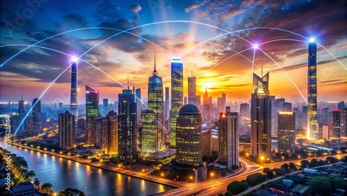 Wallpaper Mural Global Networking and Digital Connectivity: The Future of Business in Urban Environments Torontodigital.ca