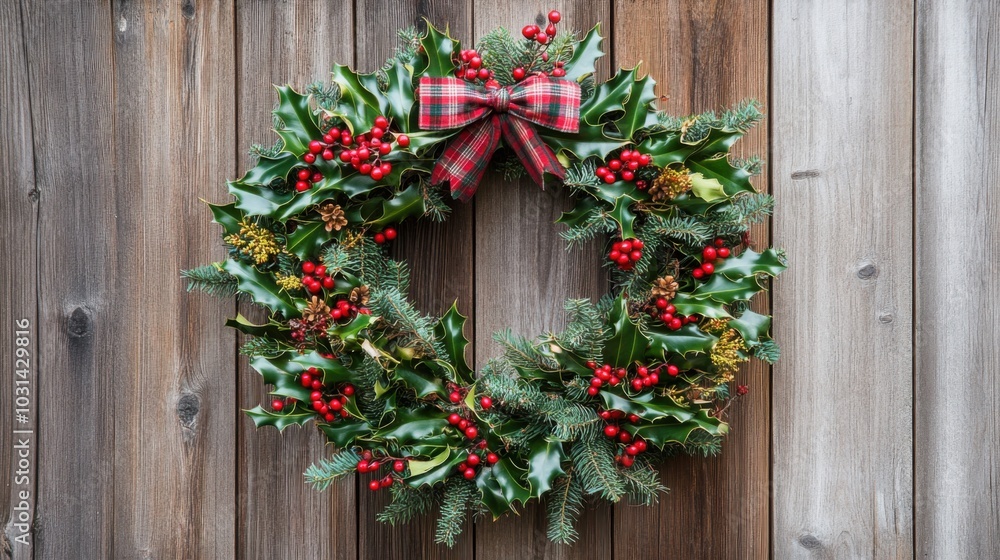 Festive Holiday Wreath with Berries and Greenery Festive Holiday Wreath with Berries and Greenery