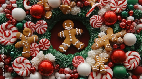 Gingerbread Men Amid Colorful Holiday Decorations