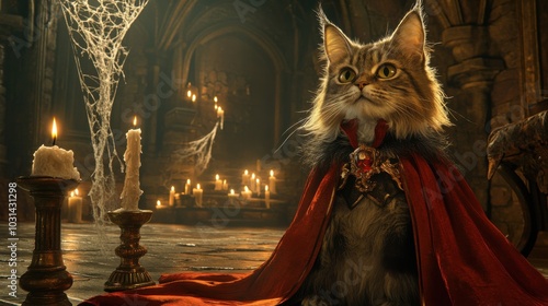 Regal Cat In Enchanted Castle Setting photo