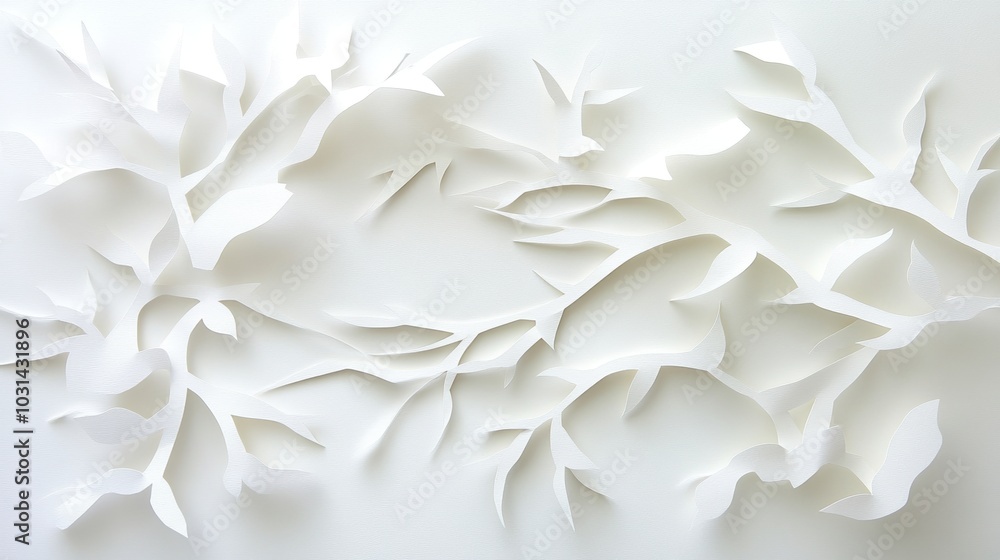 Intricate paper cut design of branches on a white isolated background. Intricate paper cut design of branches on a white isolated background.