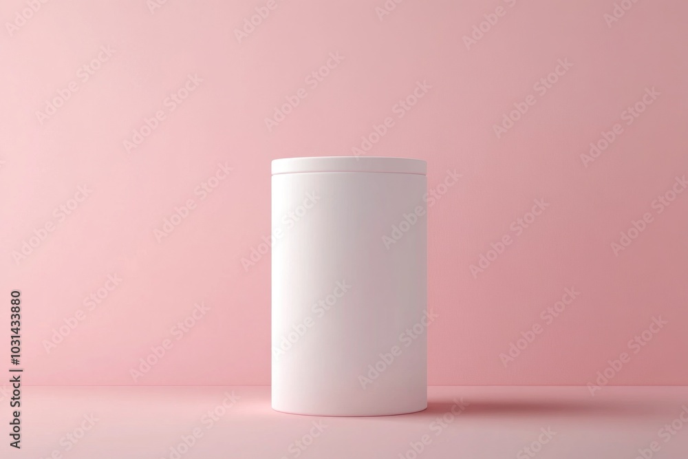 White cylinder on pink background, casting a shadow to the right, minimalistic and modern aesthetic with clean lines and soft color contrast. White cylinder on pink background, casting a shadow to the right, minimalistic and modern aesthetic with clean lines and soft color contrast.