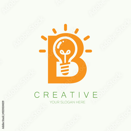 Modern B letter light bulb logo design