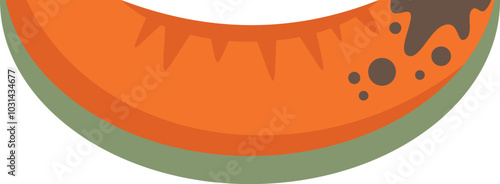 Slice of papaya showing the ripe orange flesh and seeds, ready to be eaten