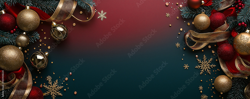 A luxurious banner with a dark background and golden Christmas elements, evoking a classy, high-end feel A luxurious banner with a dark background and golden Christmas elements, evoking a classy, high-end feel