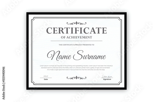 certificate Diploma of achievement template design with black color