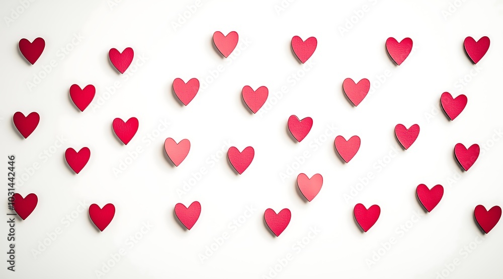 Pattern of Red Hearts on White Background Pattern of Red Hearts on White Background