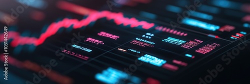 Detailed image of a computer screen interface showing graphs and figures for a stock market exchange