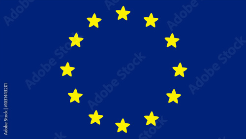 European flag. Union of europe symbol. Blue flag with circle stars. Official Europe sign