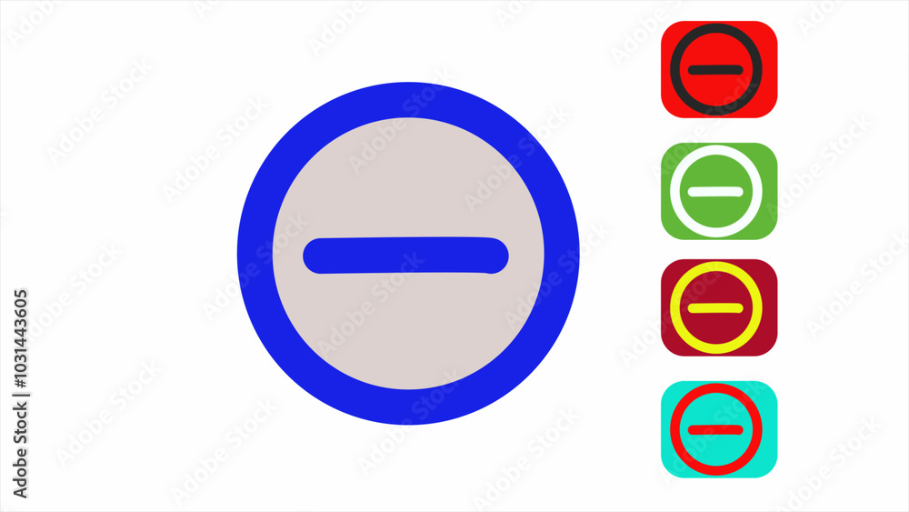 Minus Icon set Flat Design on White Background. Minus Icon set Flat Design on White Background.
