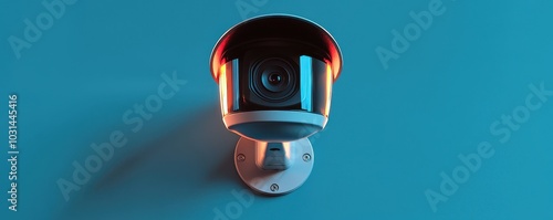 Glowing security camera with a privacy shield, representing protection from surveillance, Privacy, security,  futuristic, data, technology, digital, protection photo