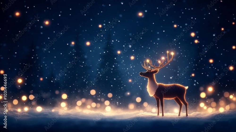 Enchanted reindeer in a snowy winter landscape Enchanted reindeer in a snowy winter landscape