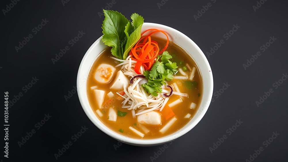 Traditional Vietnamese Soup Pho Bo with Rice Noodles, Beef and Herbs, Asian Cuisine Traditional Vietnamese Soup Pho Bo with Rice Noodles, Beef and Herbs, Asian Cuisine
