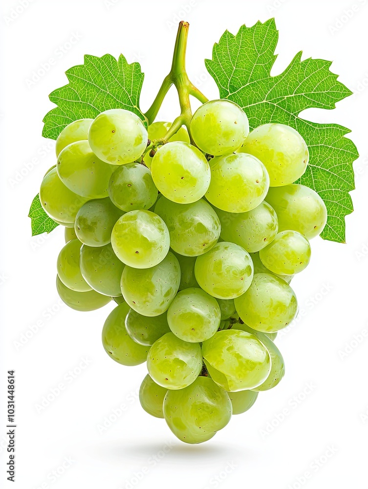 Obraz premium Fresh Green Grapes on Isolated White Background