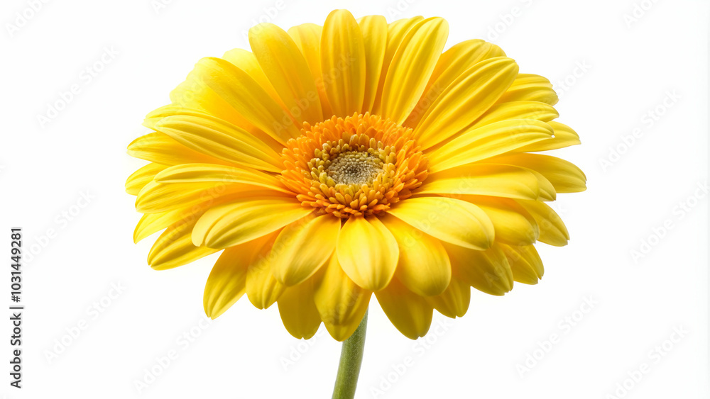 Stunning yellow daisy flower isolated against a white background, perfect for floral designs. Stunning yellow daisy flower isolated against a white background, perfect for floral designs.