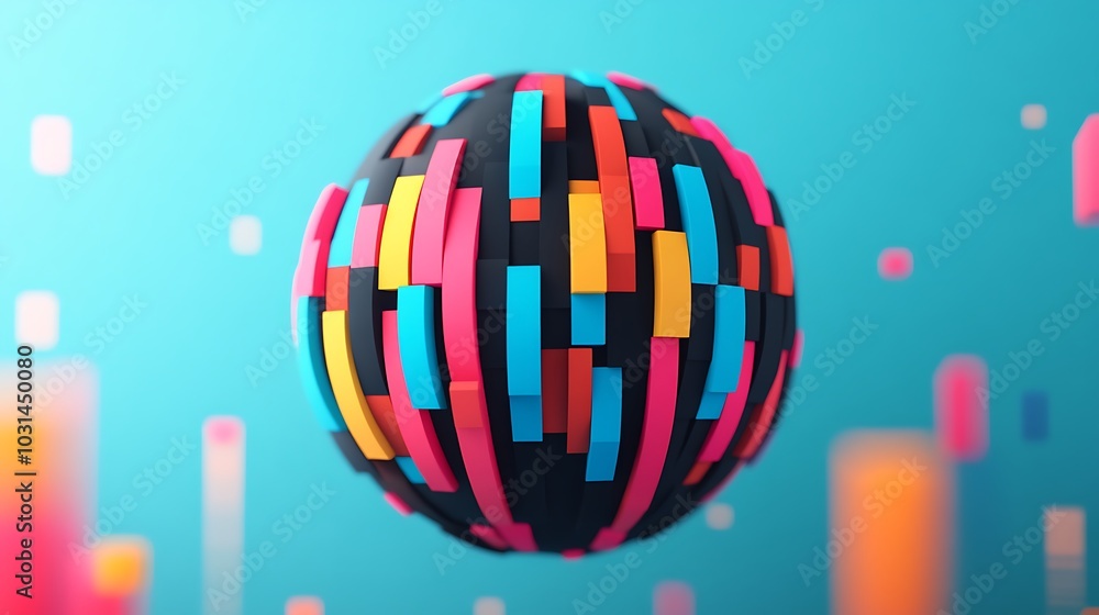 Obraz premium Colorful Globe Made of Data Bars and Pie Charts