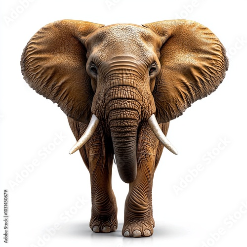 Elephant Walking on a White Background