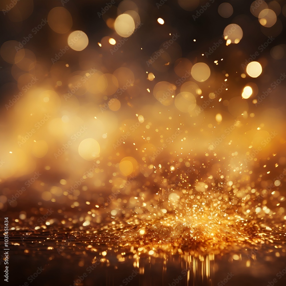 Golden background with golden sparkles, bokeh Golden background with golden sparkles, bokeh