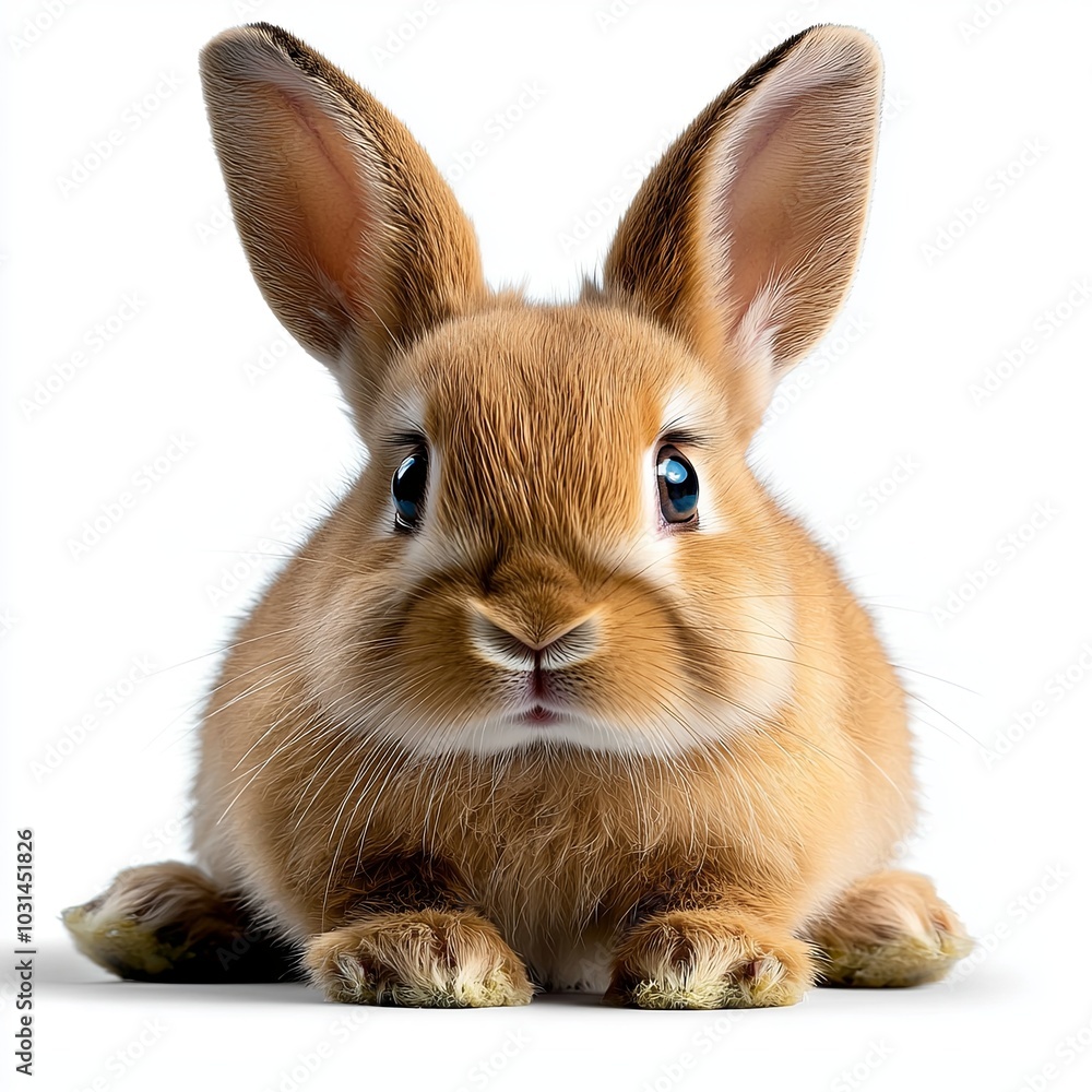 Fototapeta premium Fluffy Rabbit on White Background