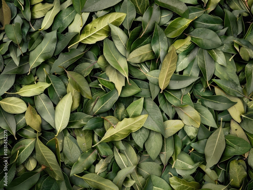 Fototapeta premium A close up of green leaves with a lot of them overlapping