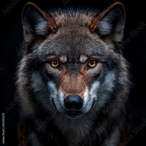 Isolated Wolf with Detailed Fur on White Background