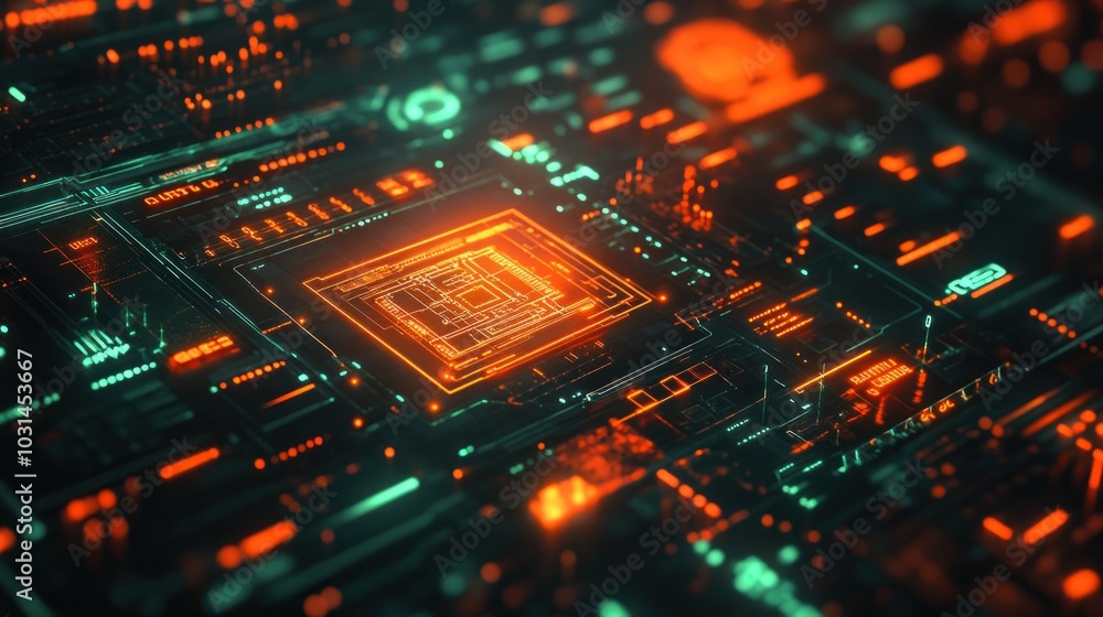 Abstract Futuristic Technology Data Interface, AI generated image Abstract Futuristic Technology Data Interface, AI generated image
