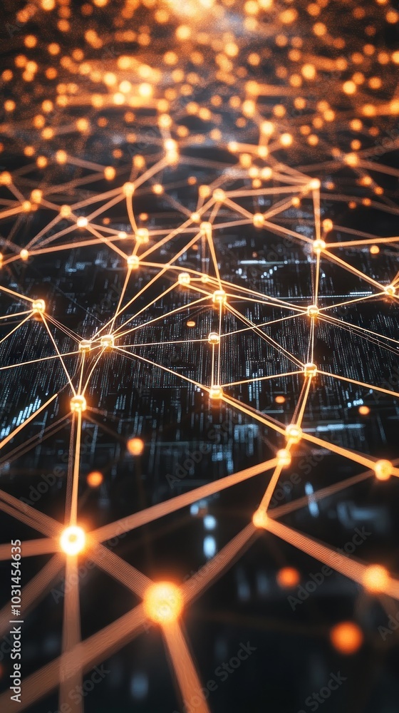 Fototapeta premium Abstract digital technology background with network colorful connection lines
