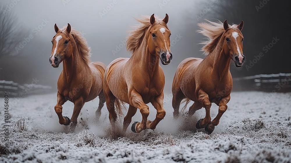Majestic Chestnut Mare Running in an Open Field Majestic Chestnut Mare Running in an Open Field