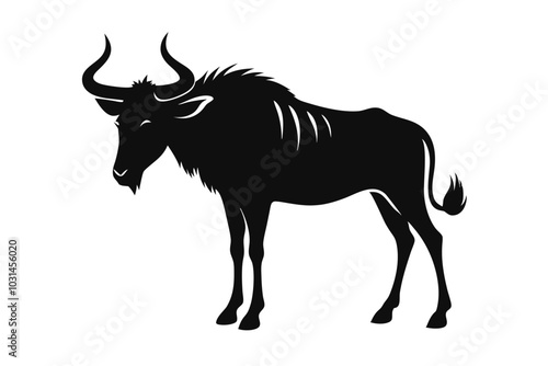 Solid color Wildebeest animal vector design