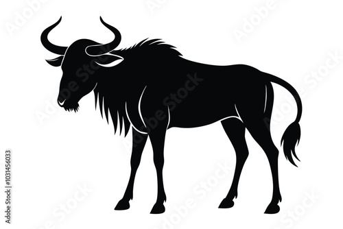 Solid color Wildebeest animal vector design