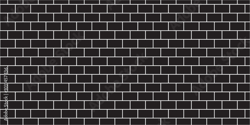 Abstract bathroom wall and floor brick wall texture background. black brick vector illustration texture of the wall with masonry Bricks laid in rows background.	

