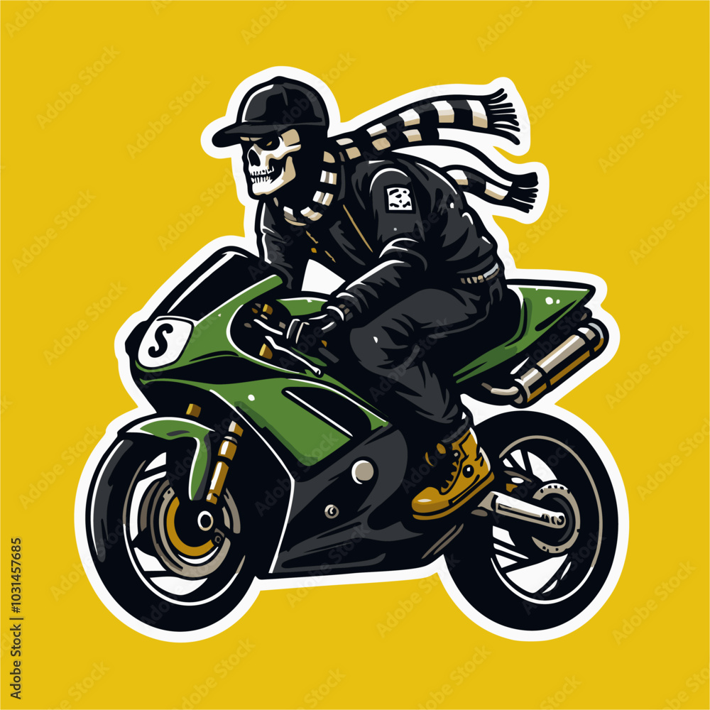 illustration vector graphic of Skull rider Motor Sport with style illustration vector graphic of Skull rider Motor Sport with style