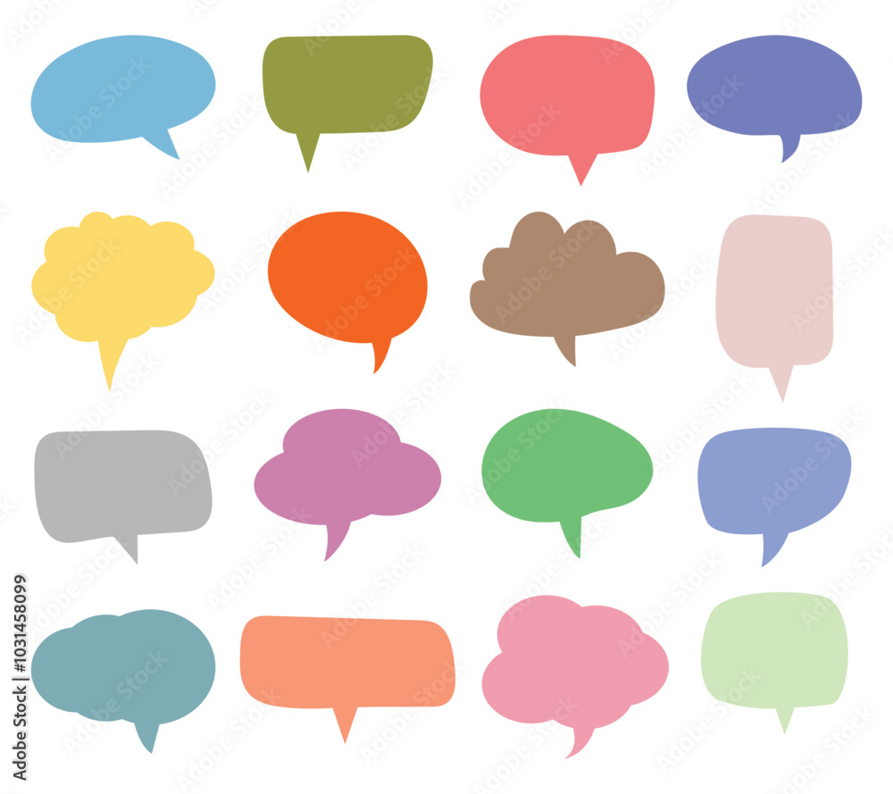 Collection of colorful speech bubbles in different shapes Collection of colorful speech bubbles in different shapes