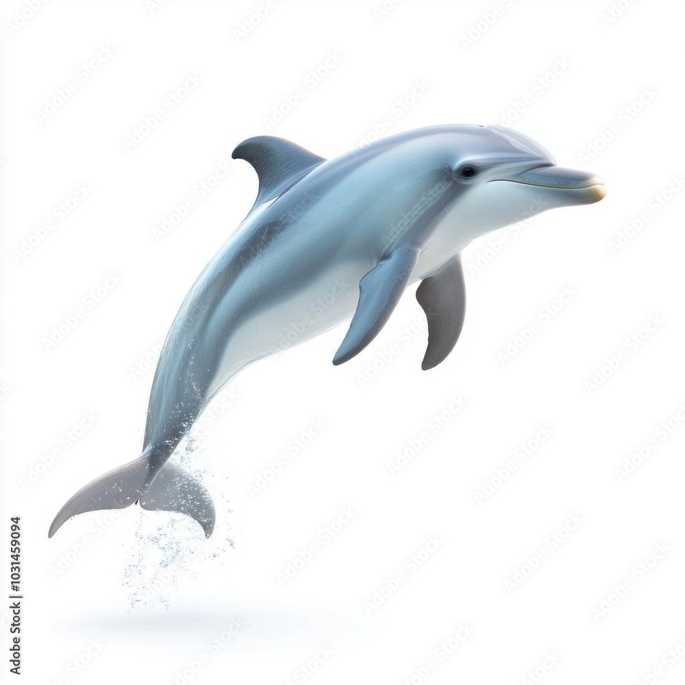 Obraz premium A playful dolphin leaps gracefully through the water, showcasing its agility and beauty in a serene aquatic environment.