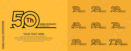 Anniversary logo set vector design, black color for celebration event