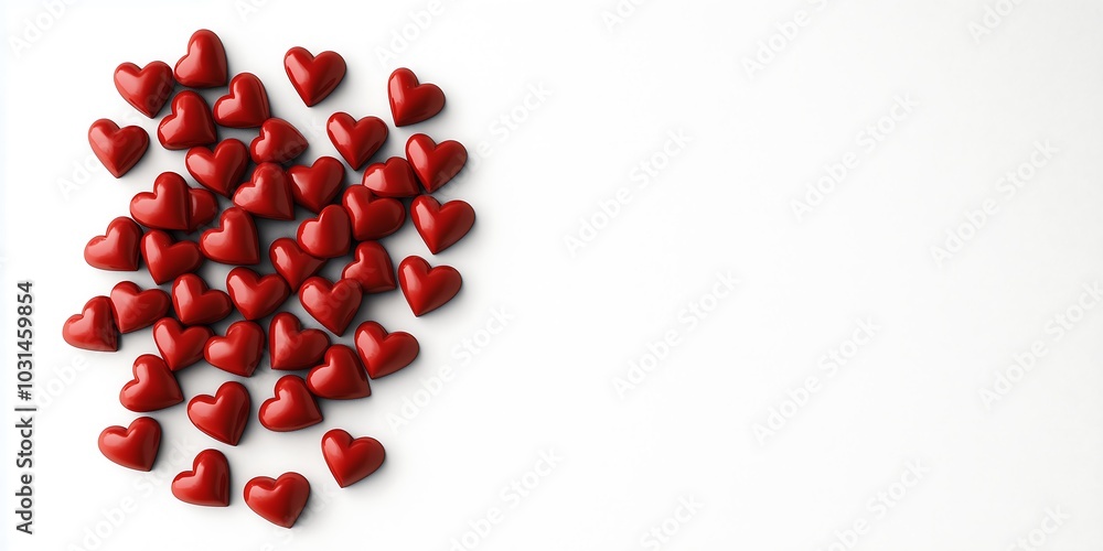 Red Hearts Cluster on White Background Red Hearts Cluster on White Background